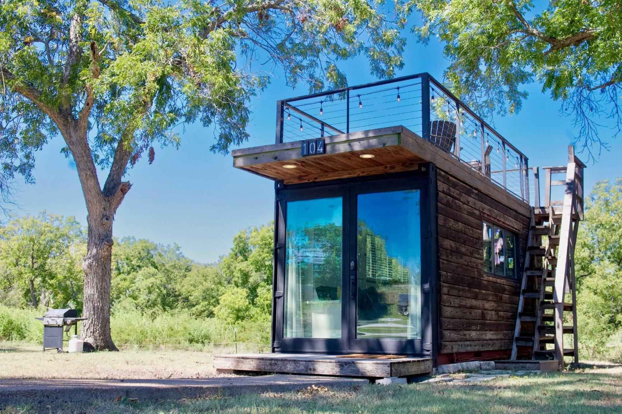 Elegant Container Tiny House Yellow & Blue Waco Eksteriør billede