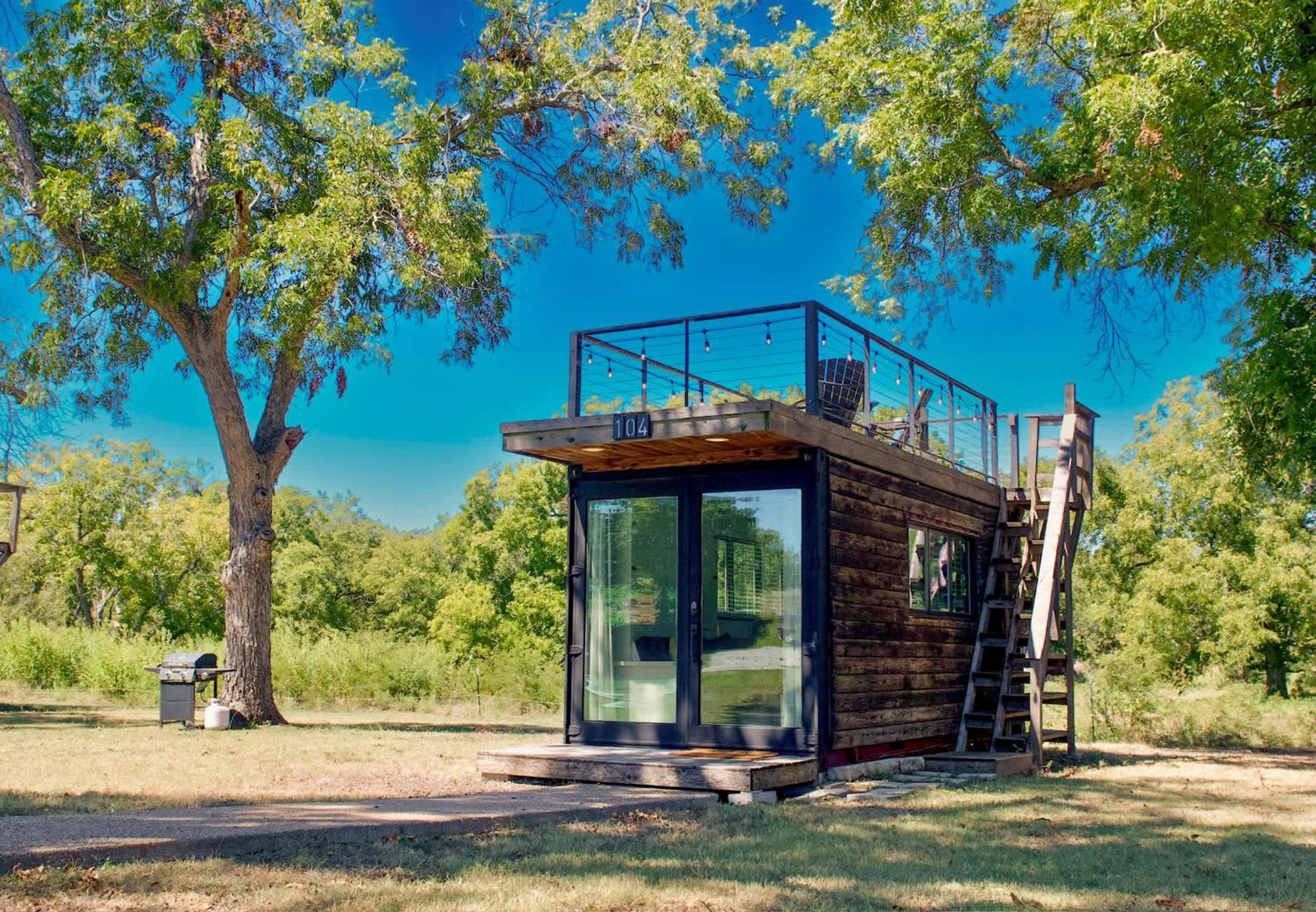 Elegant Container Tiny House Yellow & Blue Waco Eksteriør billede
