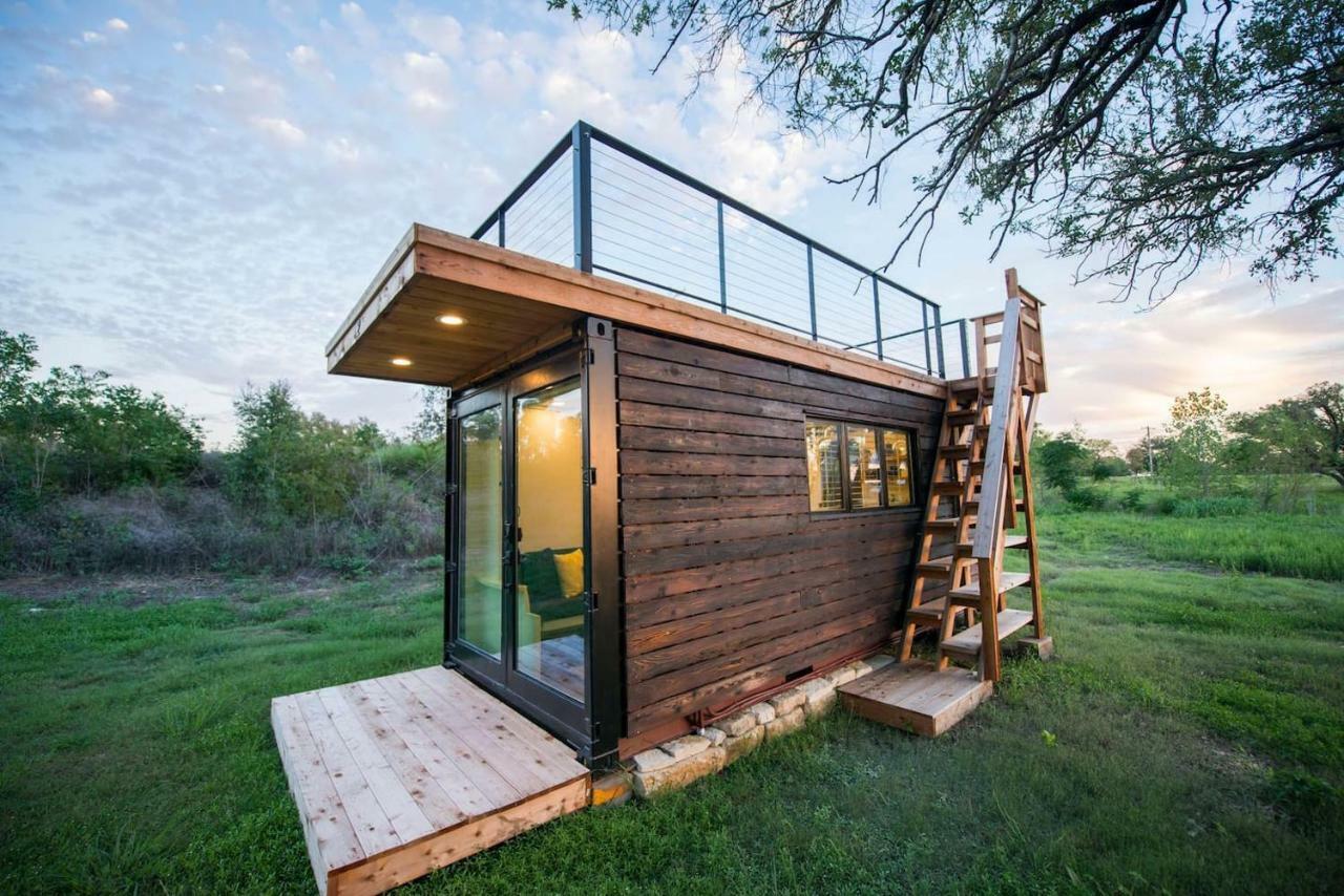 Elegant Container Tiny House Yellow & Blue Waco Eksteriør billede