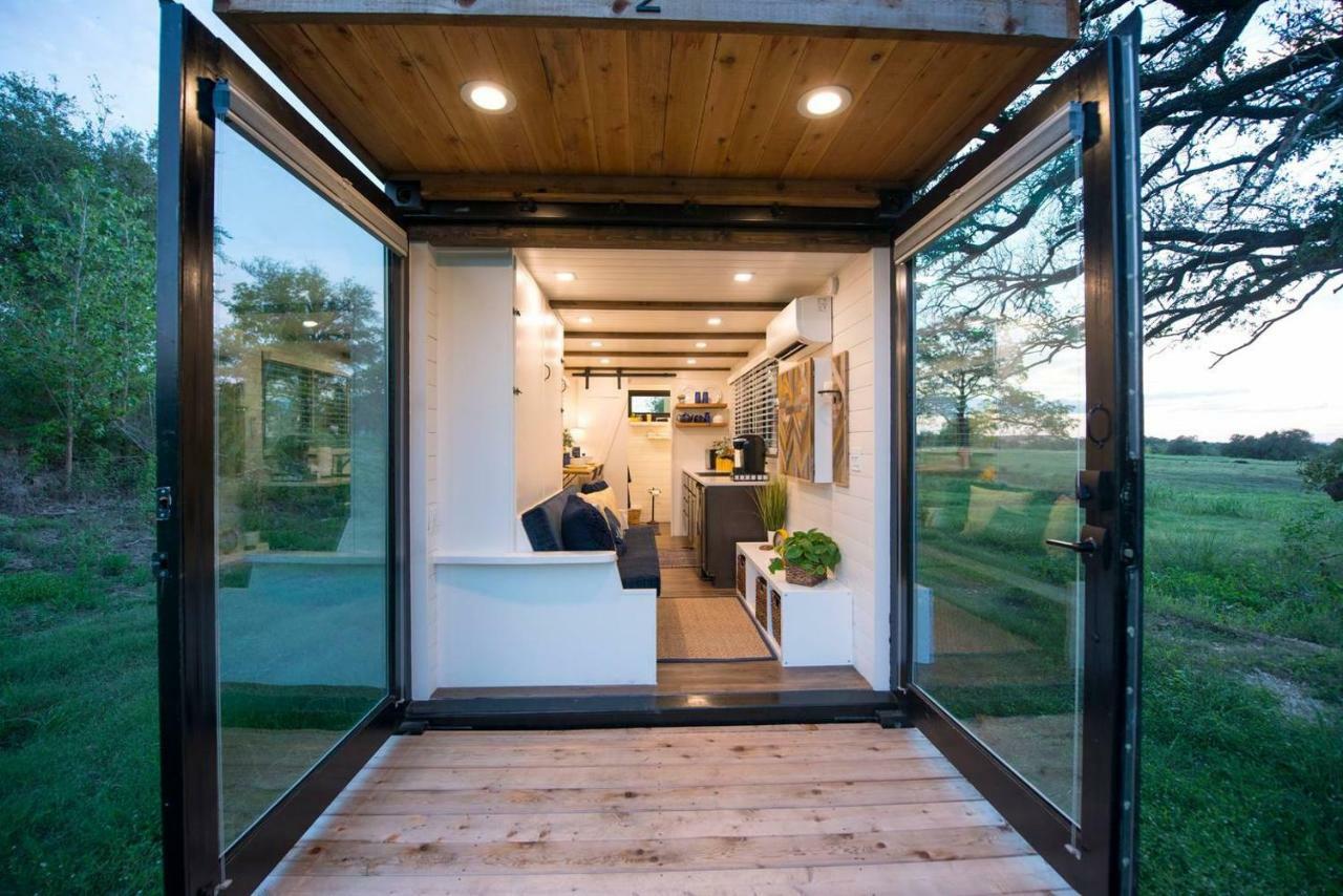 Elegant Container Tiny House Yellow & Blue Waco Eksteriør billede